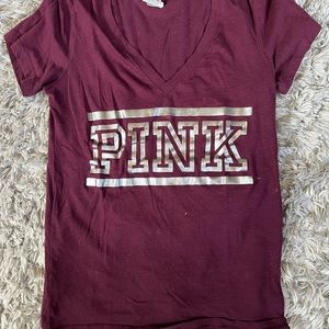 Burgundy PINK v-neck tee